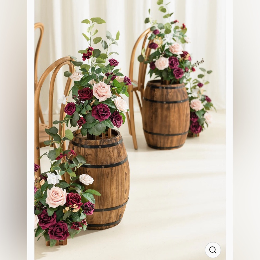 (2) Ling’s moment wedding aisle runner flower arrangement in romantic marsala